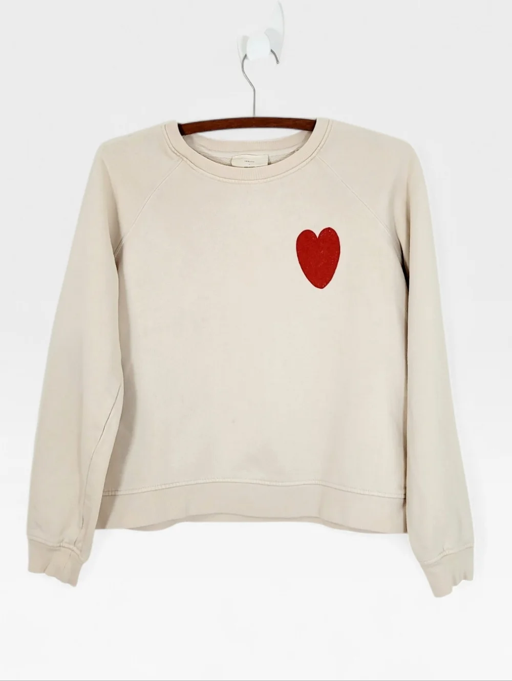 Sezane x Bobo Choses Collab Heart Print Sweatshirt Cream Red Small - Picture 2 of 9